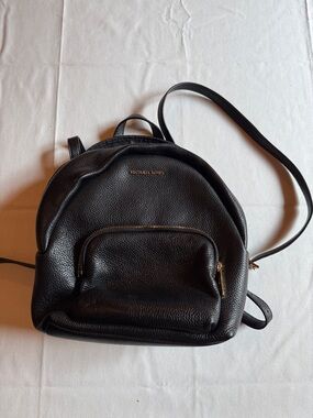 Michael Kors Black Pebbled Leather Mini Ruffle Backpack
